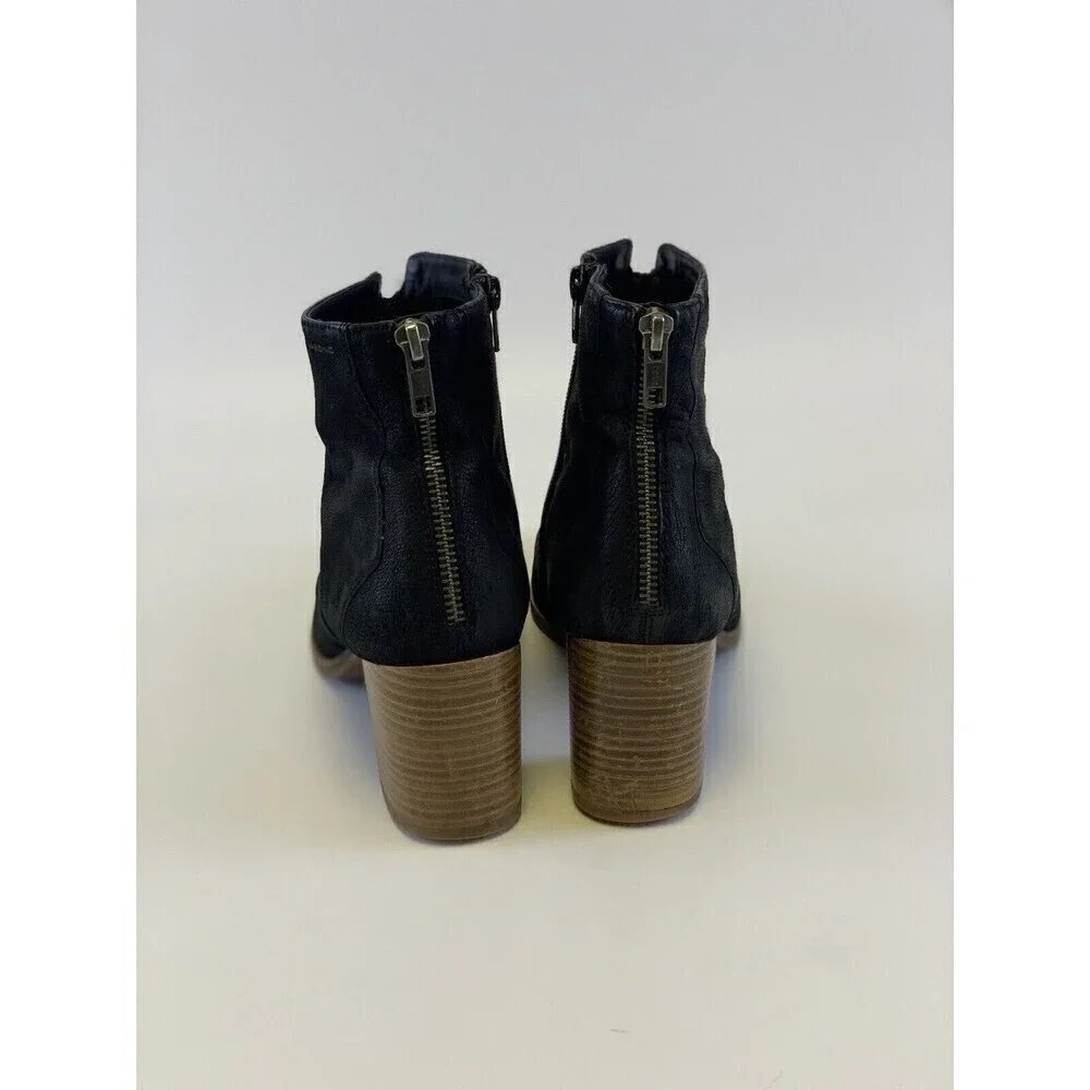 Vagabond Shoemakers Nubuck Ankle Boots Black Leather Block‎ Heel Womens 40 9.5